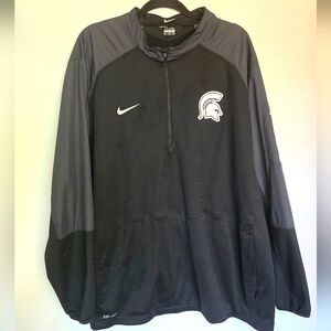 NIKE MICHIGAN STATE MENS PULLOVER QUATER ZIP FRONT SPARTAN LOGO BLACK SIZE XXL